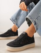 marquiiz Sneakers Negre pe Talpă Groasă Decorați cu Zirconii Orinrya