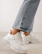 marquiiz Sneakers pe talpă groasă cu embosări și aplicație în formă de inimă Farina Albi