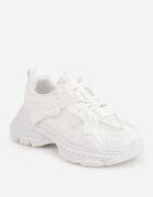 marquiiz Sneakers pe talpă groasă cu embosări și aplicație în formă de inimă Farina Albi