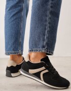 marquiiz Sneakers sport din imitație de piele întoarsă cu inserții geometrice Shanoom Negri