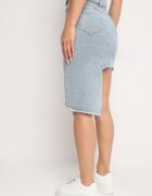 may moda Fustă Albastru deschis Din denim Asimetrică Cu talie înaltă Din bumbac Cu curea și cu lanț Vimorinne