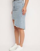 may moda Fustă Albastru deschis Din denim Asimetrică Cu talie înaltă Din bumbac Cu curea și cu lanț Vimorinne