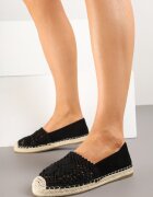 mellisa Espadrile Negre Perforate Decorate cu Șnur Împletit Sdivaya