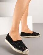 mellisa Espadrile Negre Perforate Decorate cu Șnur Împletit Sdivaya