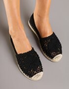 mellisa Espadrile Negre Perforate Decorate cu Șnur Împletit Sdivaya