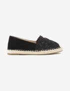 mellisa Espadrile Negre Perforate Decorate cu Șnur Împletit Sdivaya