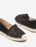 mellisa Espadrile Negre Perforate Decorate cu Șnur Împletit Sdivaya