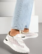 mellisa Sneakers Albi Ažurați Decorați cu Inserții Metalice Sdivane