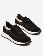 mellisa Sneakerși Perforați Negri Decorați cu Inserții Metalice Sdivane