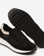 mellisa Sneakerși Perforați Negri Decorați cu Inserții Metalice Sdivane