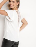 melya by melody Bluză Albă cu decolteu din dantelă și volan Darkere