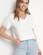 melya by melody Bluză Albă cu inserții din plasă și croială lejeră Sylvina