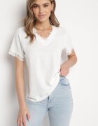 melya by melody Bluză Albă cu inserții din plasă și croială lejeră Sylvina
