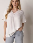 melya by melody Bluză Albă cu Mâneci Scurte și Broderie Decorativă Emmania