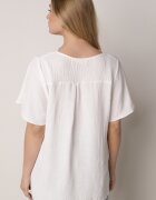 melya by melody Bluză Albă cu Mâneci Scurte și Broderie Decorativă Emmania