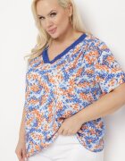 melya by melody Bluză Albastră din Vâscoză cu Mânecă Scurtă și Decolteu Tip V Natloza