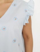 melya by melody Bluză Albastră din Viscoză cu Flori Tolamea