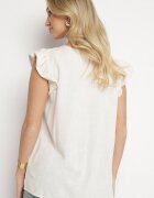 melya by melody Bluză Bej cu Vâscoză și In Decorată cu Broderie și Volane Harivna