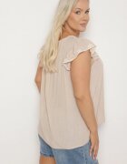melya by melody Bluză Bej Din bumbac cu Broderie Decorativă și Volane Dolivra