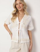 melya by melody Bluză din bumbac albă cu legătură decorată cu broderie Novalisa