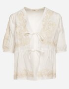 melya by melody Bluză din bumbac albă cu legătură decorată cu broderie Novalisa