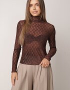 melya by melody Bluză din material transparent de dantelă cu model geometric Arabelle Maro
