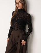 melya by melody Bluză din material transparent de dantelă cu model geometric Arabelle Neagră