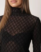 melya by melody Bluză din material transparent de dantelă cu model geometric Arabelle Neagră