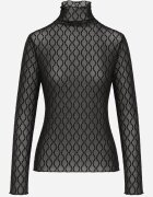 melya by melody Bluză din material transparent de dantelă cu model geometric Arabelle Neagră