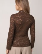 melya by melody Bluză elegantă din dantelă cu guler tip tunică Prenica Maro