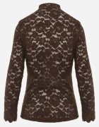 melya by melody Bluză elegantă din dantelă cu guler tip tunică Prenica Maro