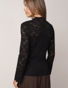 melya by melody Bluză elegantă din dantelă cu guler tip tunică Prenica Neagră