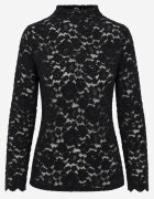 melya by melody Bluză elegantă din dantelă cu guler tip tunică Prenica Neagră