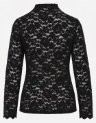 melya by melody Bluză elegantă din dantelă cu guler tip tunică Prenica Neagră