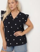 melya by melody Bluză granat din bumbac decorată cu volane și trifoi Dolassea