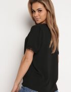 melya by melody Bluză Neagră cu inserții din plasă cu croială lejeră Sylvina
