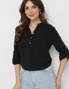 melya by melody Bluză Neagră cu țesătură Plumeti cu nasturi Irlena
