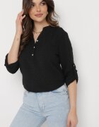 melya by melody Bluză Neagră cu țesătură Plumeti cu nasturi Irlena