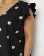 melya by melody Bluză Neagră din Viscoză cu Imprimeu Floral Tolamea