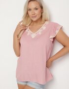 melya by melody Bluză Roz din Bumbac cu Broderie Decorativă și Volane Dolivra