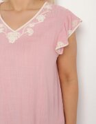 melya by melody Bluză Roz din Bumbac cu Broderie Decorativă și Volane Dolivra