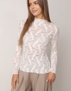 melya by melody Bluză transparentă din dantelă cu guler tip tunică Oliwena Albă