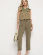 melya by melody Bluză verde din bumbac cu in decorată cu broderie și volane Ziomina