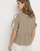 melya by melody Bluză Verde din bumbac cu legătură decorată cu broderie Novalisa