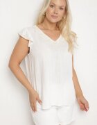 melya by melody Bluzka Biała de Bumbac cu Broderie Decorativă și Volane Dolivra