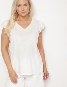 melya by melody Bluzka Biała de Bumbac cu Broderie Decorativă și Volane Dolivra