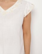 melya by melody Bluzka Biała de Bumbac cu Broderie Decorativă și Volane Dolivra
