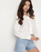 melya by melody Cămașă Alb-Bej din Viscoză cu Inimi Brodate Kollireia