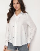 melya by melody Cămașă Alb-Bleu din Vâscoză cu Inimi Brodate Kollireia