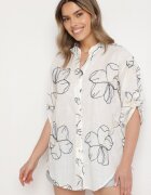 melya by melody Cămașă Alb-Bleu-marin Oversize cu mâneci reglabile și broderie Folirella